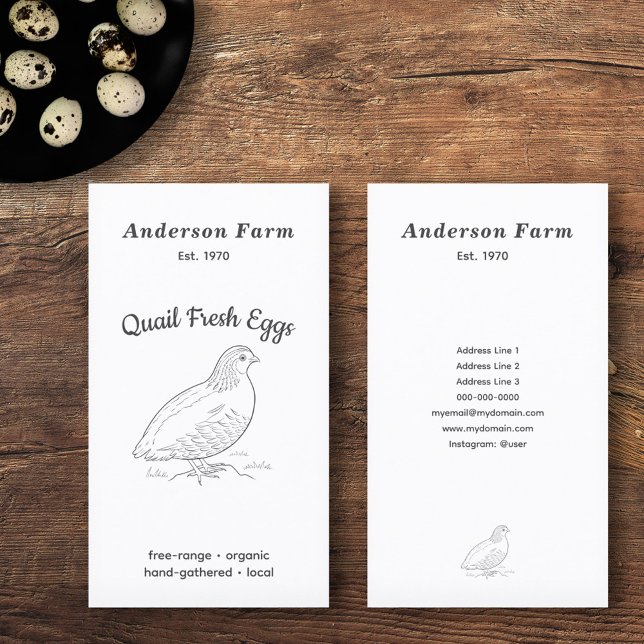 Simple Fresh Farm Quail Eggs Vertical Business Card (Simple Fresh Farm Quail Eggs Vertical Business Card)
