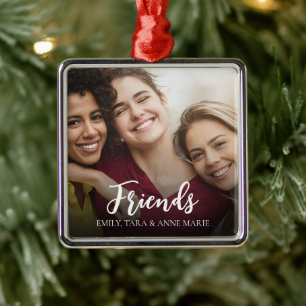 Simple Friends Photo Calligraphy Custom Metal Tree Decoration