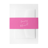 Simple Fuchsia Pink Wedding Invitation Belly Band