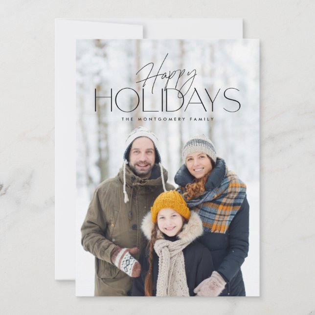 Simple full bleed photo modern holiday card (Front)