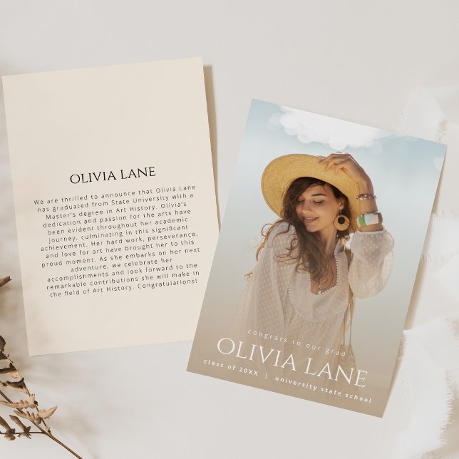 Simple Full Photo Graduation Announcement  (Creator Uploaded)