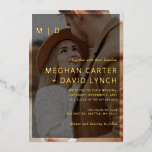 Simple Full Photo Overlay Wedding Foil Invitation