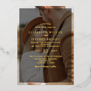 Simple Full Photo Overlay Wedding Foil Invitation