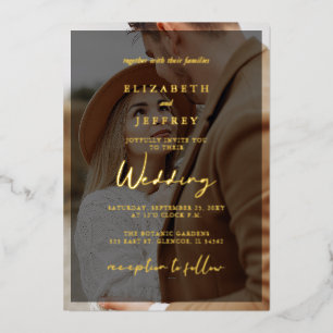 Simple Full Photo Overlay Wedding Foil Invitation