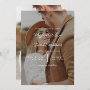 Simple Full Photo Overlay Wedding  Invitation