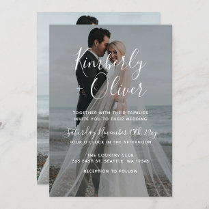Simple Full Photo Overlay Wedding Invitation