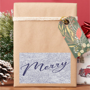 Simple Fun Blue Doodle Merry Christmas Holiday Rectangular Sticker