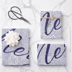 Simple Fun Blue Merry Christmas Holiday Wrapping Paper Sheet