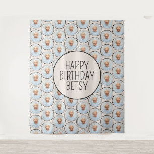Simple Fun Chic Editable Birthday Photo Polka Dot  Tapestry