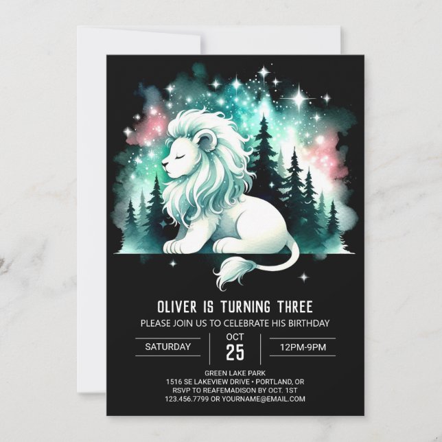 Simple Fun Lion Birthday Invitation (Front)