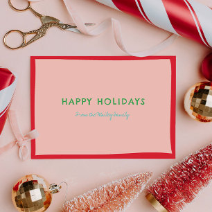 Simple Fun Pink and Red Photo Holiday Card