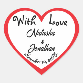 Simple Fun Red White Heart Wedding Favour Label