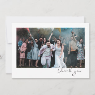 Simple Fun Script Font Guest Photo Wedding Thank You Card