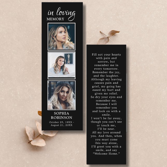 Simple Funeral 3 Photo Sympathy Prayer Card (Creator Uploaded)