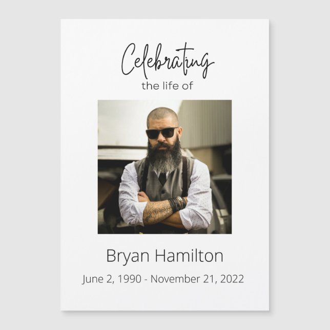 Simple Funeral Celebration of Life Magnetic Invitation (Front)