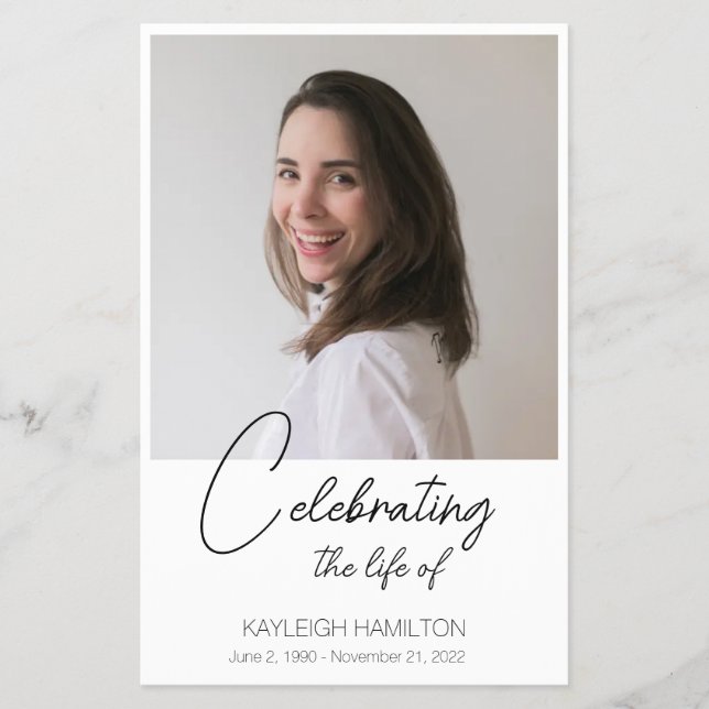 Simple Funeral Celebration of Life Program Budget Flyer (Front)