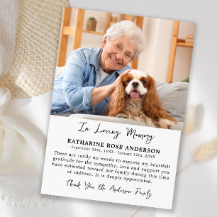 Simple Funeral Custom Photo Memorial Sympathy Thank You Card