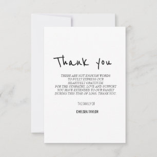 Simple Funeral Handwriting Sympathy Thank You Card