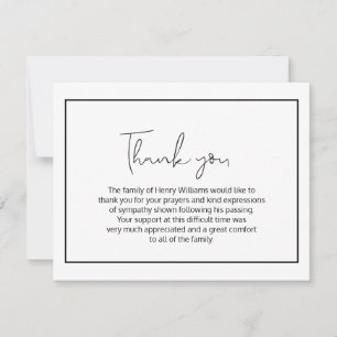 Simple Funeral Handwritten Thank You Card