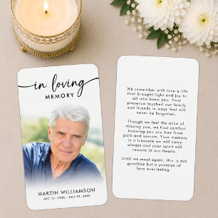 Simple Funeral In Memory Photo Prayer Card