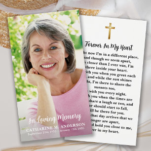 Simple Funeral Memorial Cross & Photo Prayer Card