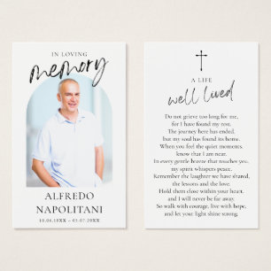 Simple Funeral Memorial Cross Photo Prayer Cards