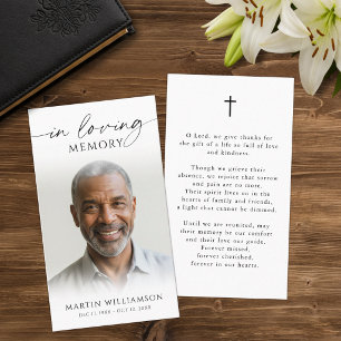 Simple Funeral Memorial Photo Cross Prayer Card