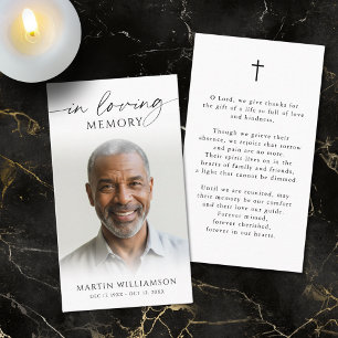 Simple Funeral Memorial Photo Cross Prayer Card