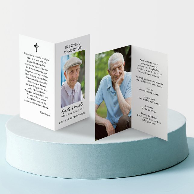 Simple Funeral Memorial Photo Folded Prayer Card (Simple Funeral Memorial Photo Folder Prayer Card)