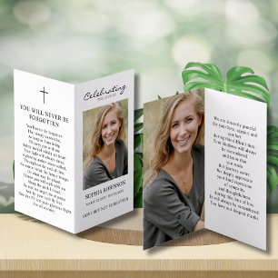 Simple Funeral Memorial Photo Folder Prayer Card