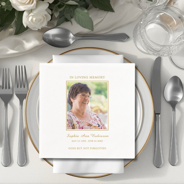 Simple Funeral Memorial Photo Napkin (Creator Uploaded)