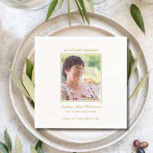 Simple Funeral Memorial Photo Napkin