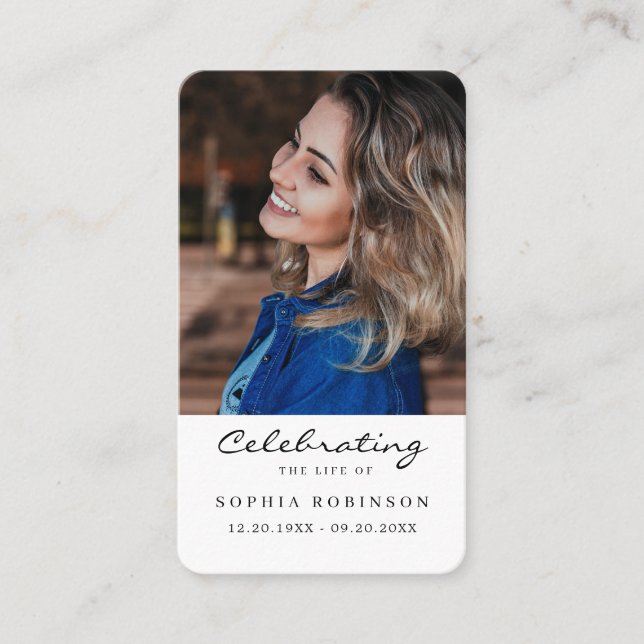 Simple Funeral Memorial Photo Prayer Card (Front)