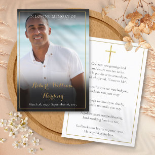 Simple Funeral Memorial Photo Prayer Cards
