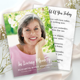 Simple Funeral Memorial Photo Sympathy Prayer Card