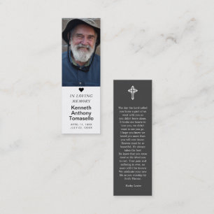 Simple Funeral Memorial Prayer Photo Bookmark Card