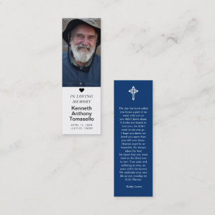 Simple Funeral Memorial Prayer Photo Bookmark Card