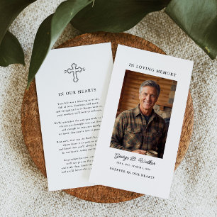 Simple Funeral Memorial Prayer Photo Card