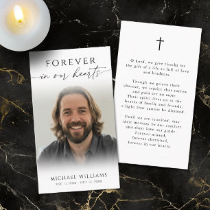Simple Funeral Memorial Prayer Photo Card
