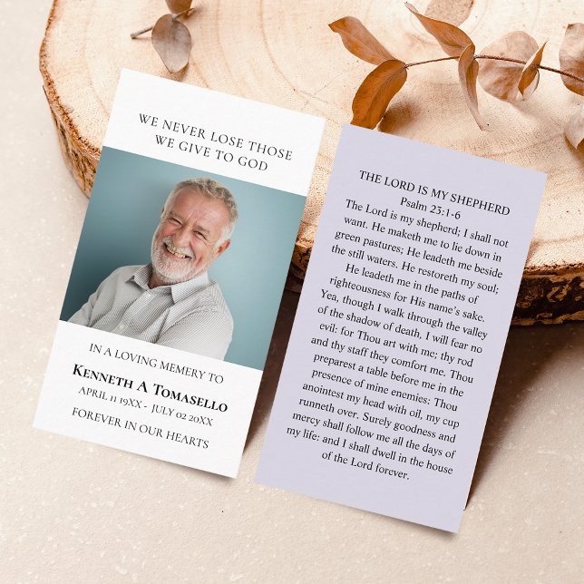 Simple Funeral Memorial Prayer Photo Card (Creator Uploaded)