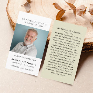 Simple Funeral Memorial Prayer Photo Card