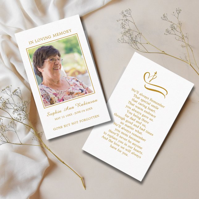Simple Funeral Memorial Prayer Photo Card (Creator Uploaded)