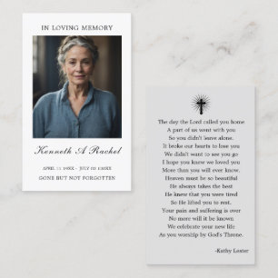 Simple Funeral Memorial Prayer Photo Card