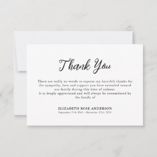 Simple Funeral Modern Memorial Grief Sympathy Thank You Card