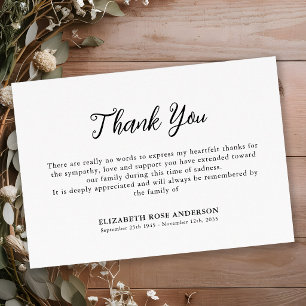 Simple Funeral Modern Memorial Grief Sympathy Thank You Card