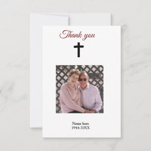 Simple funeral photo keepsaking thank you card