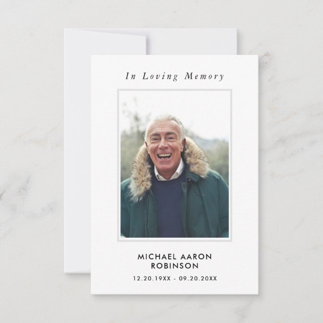 Simple Funeral Photo Memorial Modern Prayer Card (Front)