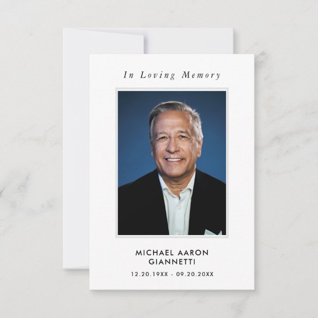Simple Funeral Photo Memorial Prayer Card (Front)