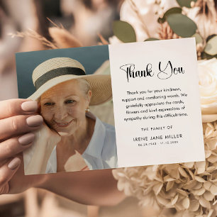 Simple Funeral Photo & Message Memorial Thank You Card