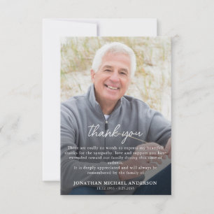 Simple Funeral Photo Personalised Remembrance Thank You Card